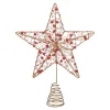 Baumspitze Stern mit roten Perlen, goldfarben