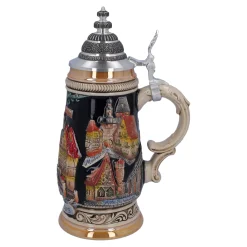 Bierkrug mit Zinndeckel 