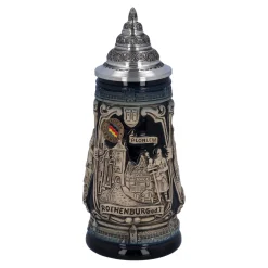 Bierkrug mit Zinndeckel "Rothenburg mit Ritter", 0,25l