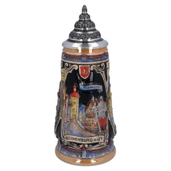 Bierkrug mit Zinndeckel "Rothenburg mit Ritter", 0,5l