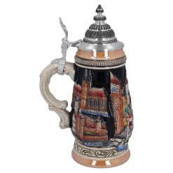 Bierkrug mit Zinndeckel 