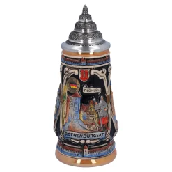 Bierkrug mit Zinndeckel "Rothenburg mit Ritter", 0,25 l