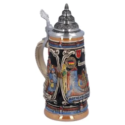 Bierkrug mit Zinndeckel 