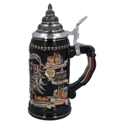 Bierkrug mit Zinndeckel 