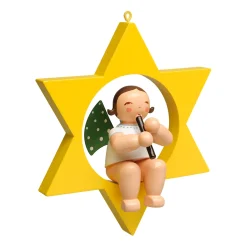 Engel mit Blockflöte im Stern