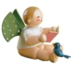 Engel mit Buch und Vogel, sitzend