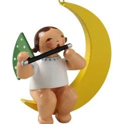 Engel mit Querflöte, im Mond