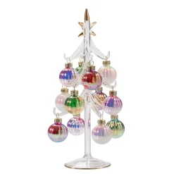 Glasbaum mit irisierenden Kugeln