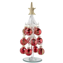 Glasbaum mit roten Kugeln