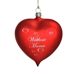 Glasherz bordeauxrot matt "Weltbeste Mama"