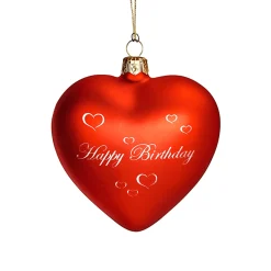 Glasherz rot matt "Happy Birthday"