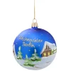 Glaskugel blau "Weihnachten Berlin", 10 cm