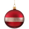 Glaskugel bordeauxrot mit Glitterband, 8cm