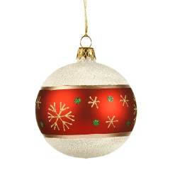 Glaskugel Frosty mit Schneeflocken, 8cm