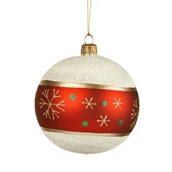 Glaskugel Frosty mit Schneeflocken, 10cm