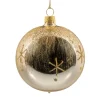 Glaskugel gold mit Glitzer und Sternchen, 8 cm