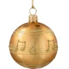 Glaskugel gold mit Noten, 8 cm