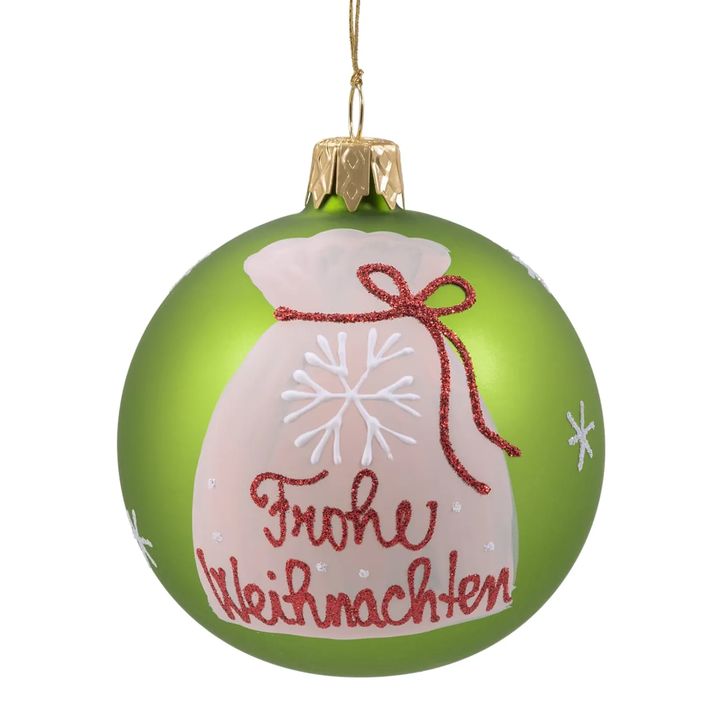 Glaskugel grün Frohe Weihnachten, 7 cm