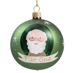 Glaskugel grün matt "Für Opa", 7 cm