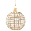 Glaskugel klar mit Glitzer gold/weiß, 6 cm
