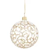 Glaskugel klar mit Goldschnörkeln, 6 cm