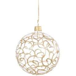 Glaskugel klar mit Goldschnörkeln, 6 cm
