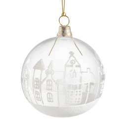 Glaskugel klar mit Häuserkulisse, 7 cm
