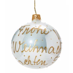Glaskugel weiß "Frohe Weihnachten", 8 cm