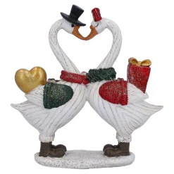 Gänsepaar mit Geschenk und Herz