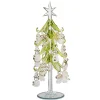 Grüner Glasbaum mit Ornamenten, 23 cm