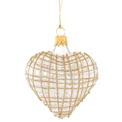 Herz klar mit Glitzer gold/weiß