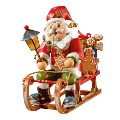 Holzknoddl "Weihnachtsmann auf Schlitten", Räuchermann