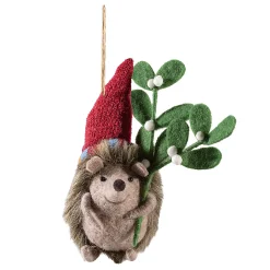 Igel mit Mistelzweig aus Filz