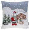 Kissenhülle "Schneemann mit Schlitten"