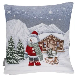 Kissenhülle "Schneemann mit Schlitten"