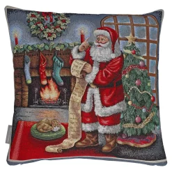 Kissenhülle "Weihnachtsmann mit Wunschzettel"