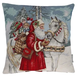 Kissenhülle "Weihnachtsmann mit Pferd"