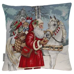 Kissenhülle "Weihnachtsmann mit Pferd"