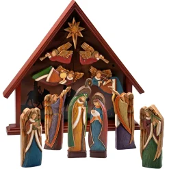 Krippenhaus "Heilige Familie" mit 11 Figuren