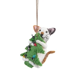 Kätzchen mit Weihnachtsbaum, Filz-Baumbehang