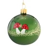 Kugel grün mit Fliegenpilzen, 6 cm