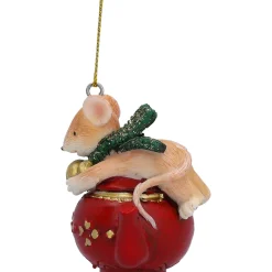 Maus auf Kaffeekanne, Kunstharz-Baumbehang