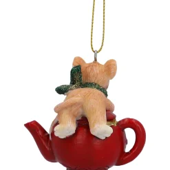 Maus auf Kaffeekanne, Kunstharz-Baumbehang