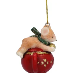 Maus auf Kaffeekanne, Kunstharz-Baumbehang