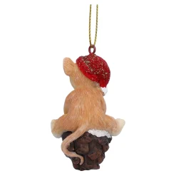 Maus auf Zapfen, Kunstharz-Baumbehang