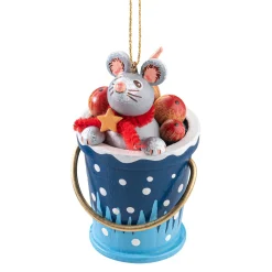 Maus im Eimer, Holz-Baumbehang