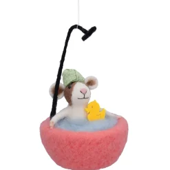 Maus in Badewanne aus Filz