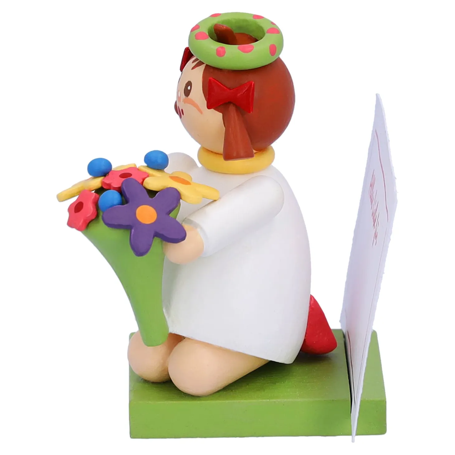 Mädchen mit Blumen "Viele Grüße"