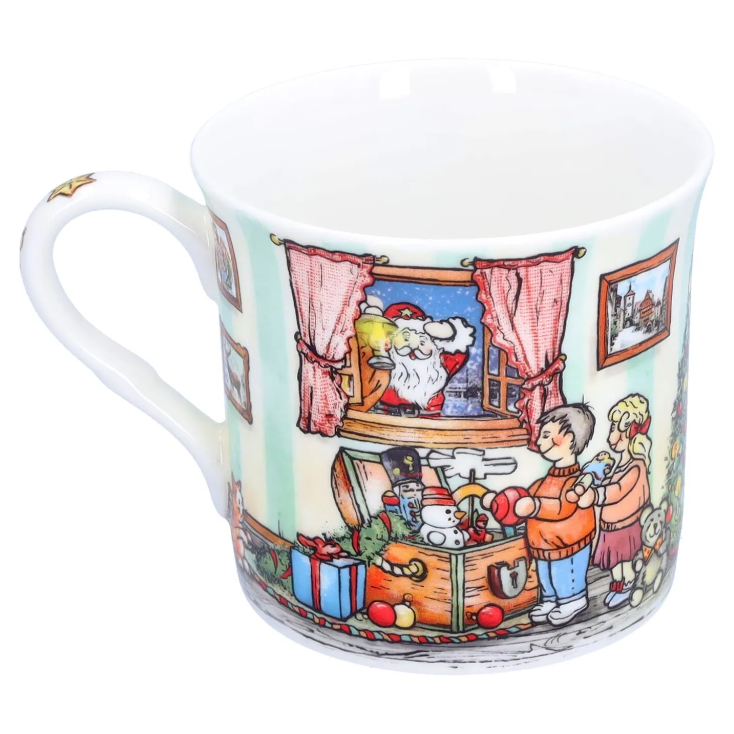 Porzellan-Tasse "Weihnachtsmann und seine Schätze"