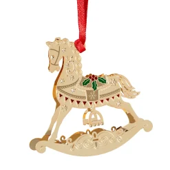 Schaukelpferd, goldfarben, Metall-Baumbehang